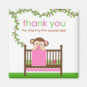 Little Monkey in a Crib Girl Thank You Magnet
