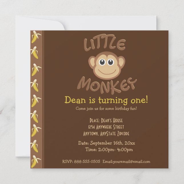 Little Monkey Invitation (Front)