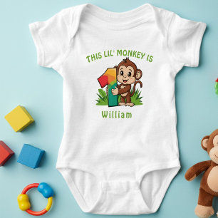 Little Monkey Kids 1st Birthday Personalized Baby  Bodysuit