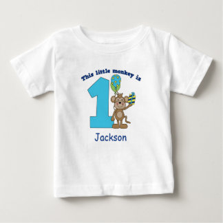 Little Monkey Kids 1st Birthday Personalized Baby T-Shirt