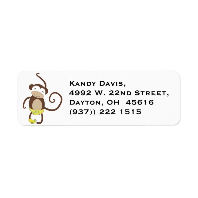 Little Monkey Return Address Label (Front)