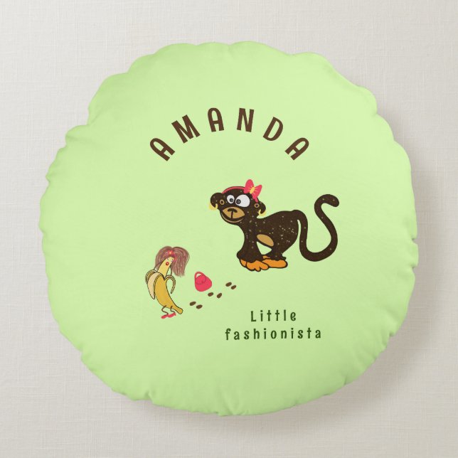 Little monkey round pillow (Front)