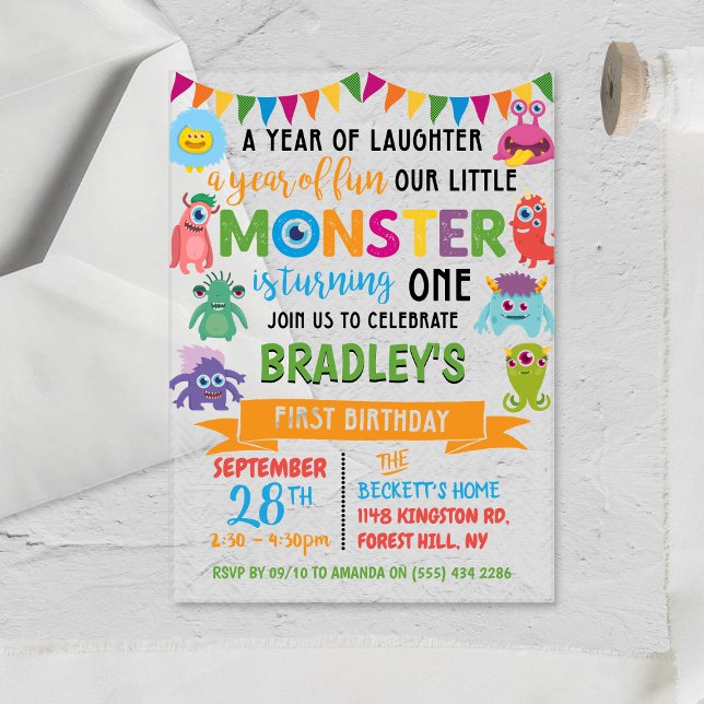 Little Monster 1st Birthday Acrylic Invitations (Creator Uploaded)