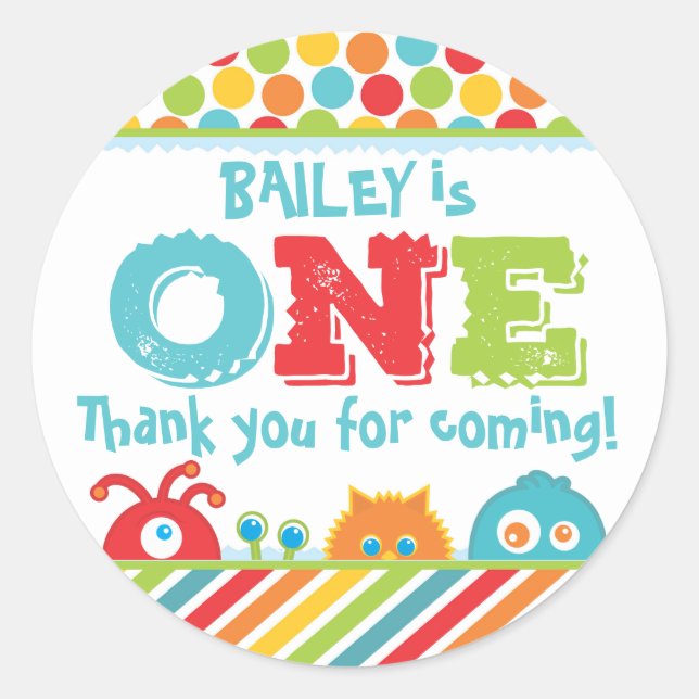 Little Monster 1st Birthday First Classic Round Sticker (Front)