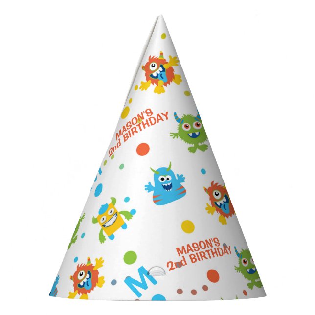 Little Monster 2nd birthday  Party Hat (Left)