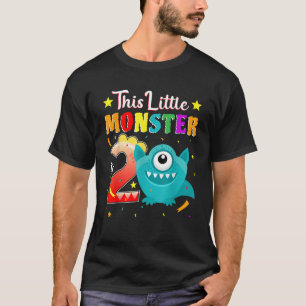Little Monster 2nd Birthday Party Monster 2 Years T-Shirt