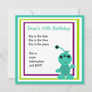 Little Monster Alien Creatures Invitation