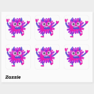 Little Monster Animal Drawing Square Sticker