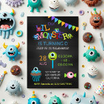 Little Monster any age photo birthday chalkboard Invitation<br><div class="desc">Customizable to your event specifics. Credit to Kristi W Design.</div>