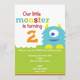 Little Monster Birthday Invitation - 2nd birthday