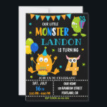 Little monster birthday invitation for boy<br><div class="desc">Monster birthday invitation for boy Little monster invitation Monster bash party invite. This template includes all 0-9 monster digits for the age, just click "Click to customize further" link and choose the age. Also there are 1-5 years old templates are listed for boy and girl birthday. This cute pastel colours...</div>