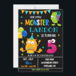Little monster birthday invitation for boy<br><div class="desc">Monster birthday invitation for boy Little monster invitation Monster bash party invite. This template includes all 0-9 monster digits for the age, just click "Click to customize further" link and choose the age. Also there are 1-5 years old templates are listed for boy and girl birthday. This cute pastel colours...</div>