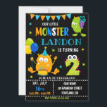 Little monster birthday invitation for boy<br><div class="desc">Monster birthday invitation for boy Little monster invitation Monster bash party invite. This template includes all 0-9 monster digits for the age, just click "Click to customize further" link and choose the age. Also there are 1-5 years old templates are listed for boy and girl birthday. This cute pastel colours...</div>