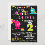 Little monster birthday invitation for girl<br><div class="desc">Monster birthday invitation for girl Little monster invitation Monster bash party invite. This template includes all 0-9 monster digits for the age, just click "Click to customize further" link and choose the age. Also there are 1-5 years old templates are listed for boy and girl birthday. This cute pastel colours...</div>