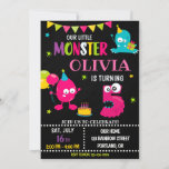 Little monster birthday invitation for girl<br><div class="desc">Monster birthday invitation for girl Little monster invitation Monster bash party invite. This template includes all 0-9 monster digits for the age, just click "Click to customize further" link and choose the age. Also there are 1-5 years old templates are listed for boy and girl birthday. This cute pastel colours...</div>