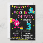 Little monster birthday invitation for girl<br><div class="desc">Monster birthday invitation for girl Little monster invitation Monster bash party invite. This template includes all 0-9 monster digits for the age, just click "Click to customize further" link and choose the age. Also there are 1-5 years old templates are listed for boy and girl birthday. This cute pastel colours...</div>