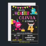 Little monster birthday invitation for girl<br><div class="desc">Monster birthday invitation for girl Little monster invitation Monster bash party invite. This template includes all 0-9 monster digits for the age, just click "Click to customize further" link and choose the age. Also there are 1-5 years old templates are listed for boy and girl birthday. This cute pastel colours...</div>