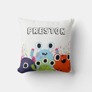 Little Monster Birthday Party for All Ages Throw Pillow