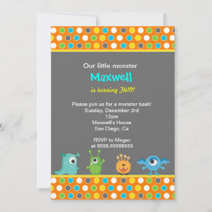 Little Monster Birthday Party Invitations