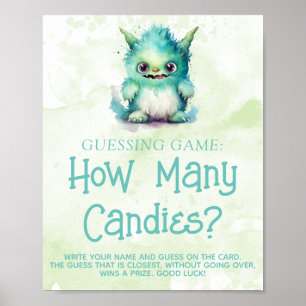 Little Monster Boy Baby Shower Guessing Game Sign