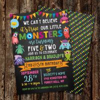 Little Monster Chalkboard 5th & 2nd Joint Birthday
