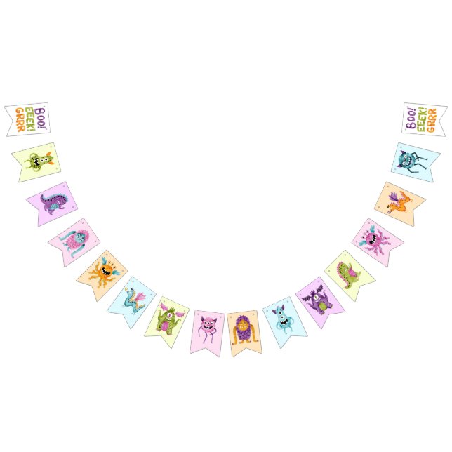 Little Monster Colourful Birthday Party Bunting Flags (All)