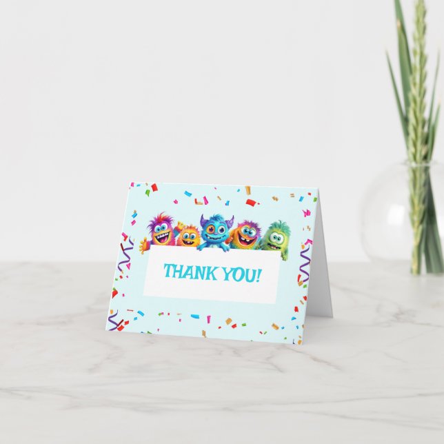 Little Monster Colourful Birthday Thank You Card (Front)