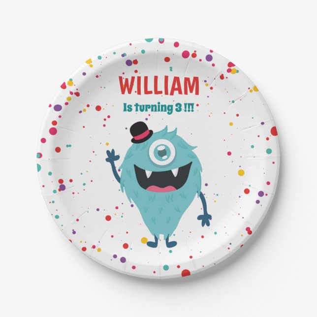 Little Monster Cute Monsters Paper Plate (Front)