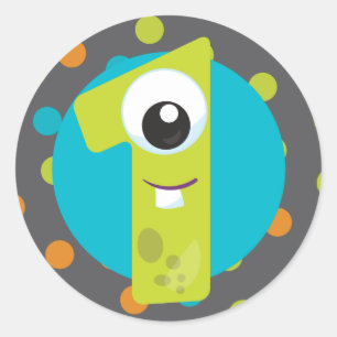 Little Monster First Birthday ONE sticker