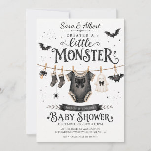 Little Monster Halloween Girl Baby Shower Invitation