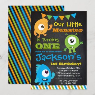 Little Monster Invitation, Chalkboard Invitation