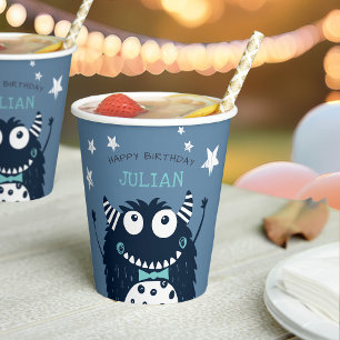 Little Monster Personalized Kids Birthday Party Paper Cups