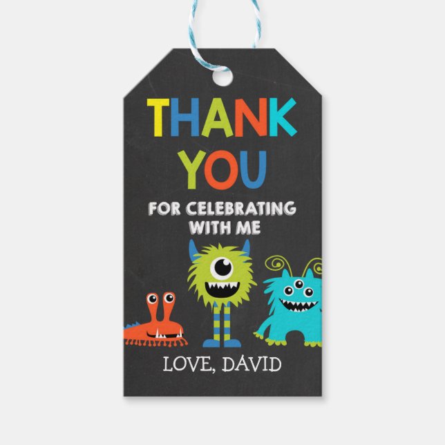 Little Monster Thank You Tag Birthday Gift Tag (Front)