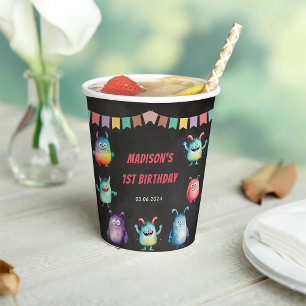 Little Monster Themed Birthday Party  Paper Cups