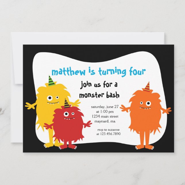 Little Monsters Birthday Invitation (Front)