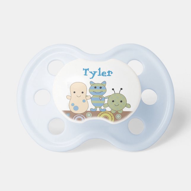 Little Monsters Boy Personalized Name Pacifier (Front)