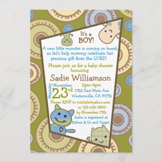 Little Monsters Christian Baby Shower Invitation