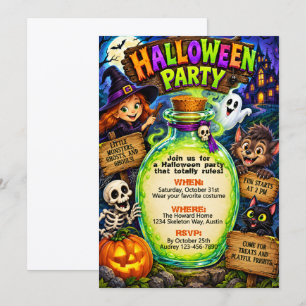 Little Monsters Ghosts and Ghouls Halloween Party Invitation
