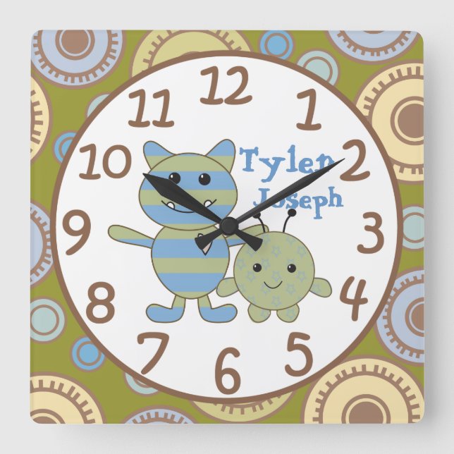Little Monsters Peeking Baby Wall Clock (Front)