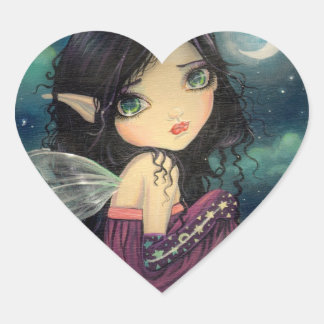 Little Moon Big-Eye Fairy Fantasy Art Heart Sticker