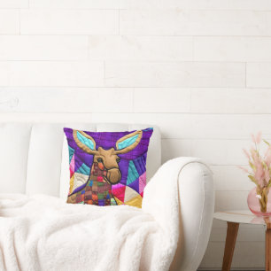 Little Moose Calf Quilt Like Design Throw Pillow