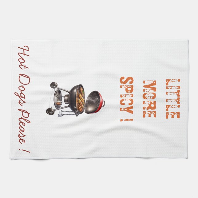 Little More Spicy BBQ Grill Kitchen Towel Design (Horizontal)