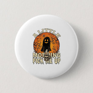 Little Morning Pick Me Up Halloween Ghost Skull Mu 2 Inch Round Button