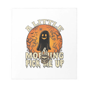Little Morning Pick Me Up Halloween Ghost Skull Mu Notepad