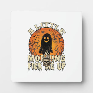 Little Morning Pick Me Up Halloween Ghost Skull Mu Plaque