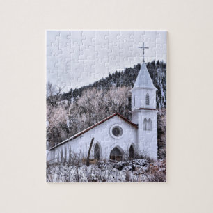 Little Mountain Town Church - 8x10 - 110 pcs Jigsaw Puzzle