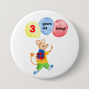 'Little Mouse' 3rd Birthday button