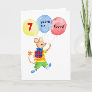 'Little Mouse' 7th Birthday Card