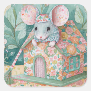 Little mouse at house sticker