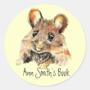 Little Mouse Book Plate to Customize Classic Round Sticker